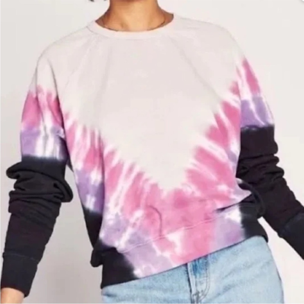 Daydreamer LA Pink and Gray Tie-Dye Crew Neck Sweatshirt XS